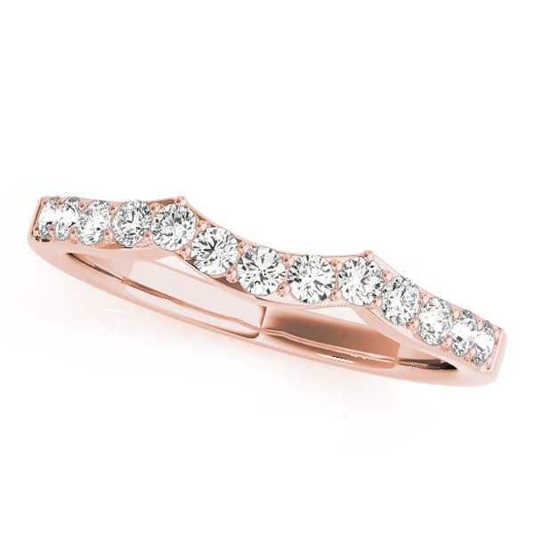 Prong In Channel Curved Wedding Band (1/4 ct. tw.), Front view in rose gold