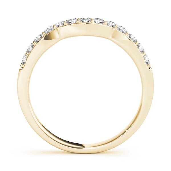Prong In Channel Curved Wedding Band (1/4 ct. tw.), Side view in yellow gold