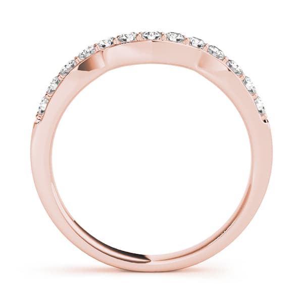 Prong In Channel Curved Wedding Band (1/4 ct. tw.), Side view in rose gold