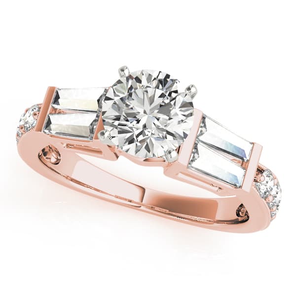 Fancy Shape Bague Engagement Ring, style 50386, Front view in rose gold