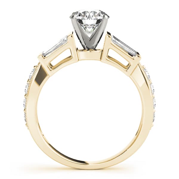 Fancy Shape Bague Engagement Ring, style 50386, Side view in yellow gold