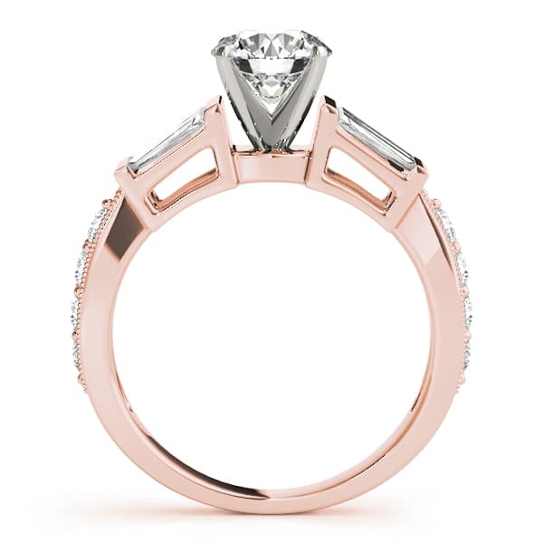 Fancy Shape Bague Engagement Ring, style 50386, Side view in rose gold