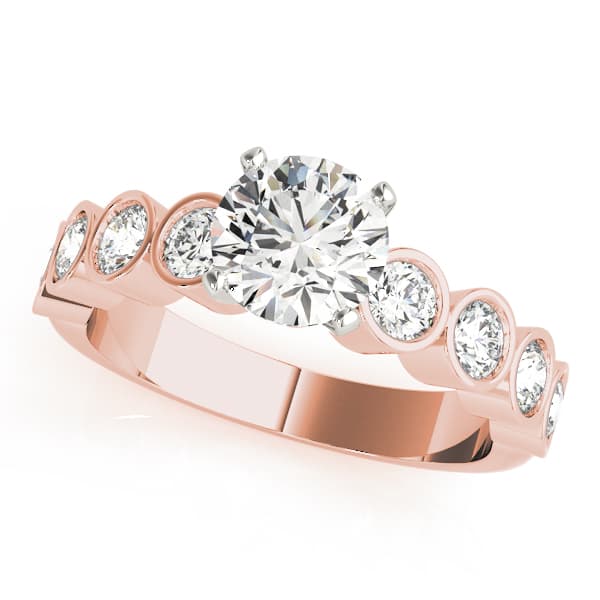 Single Row Bezel Engagement Ring, style 50387, Front view in rose gold