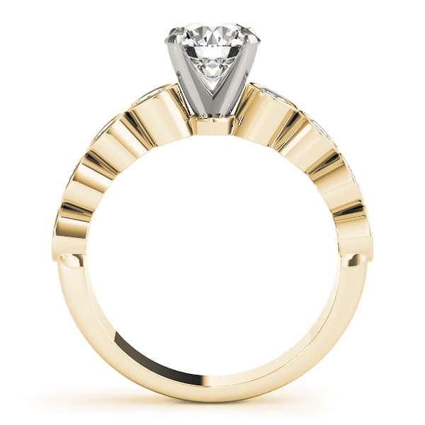 Single Row Bezel Engagement Ring, style 50387, Side view in yellow gold