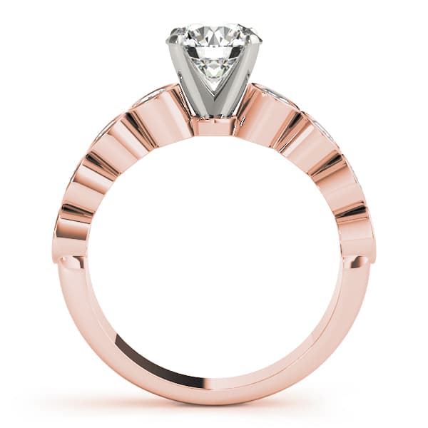 Single Row Bezel Engagement Ring, style 50387, Side view in rose gold