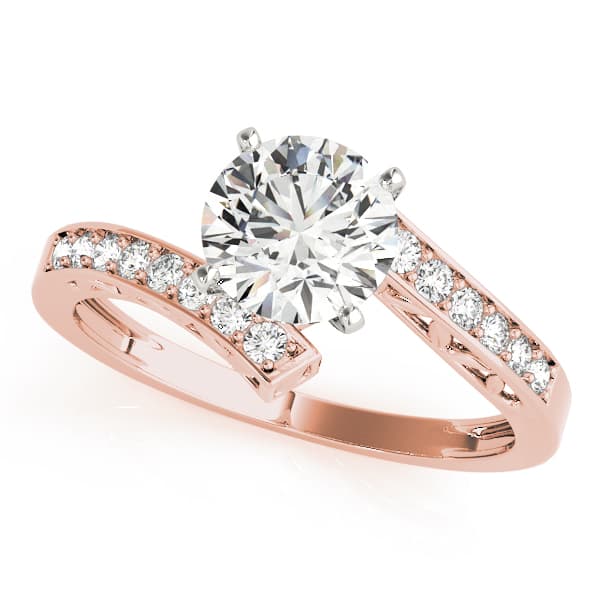 Bypass Swirl Leaf Engagement Ring, style 50388, Front view in rose gold