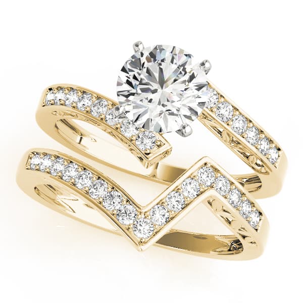Bypass Swirl Leaf Engagement Ring, style 50388, On hand view in yellow gold
