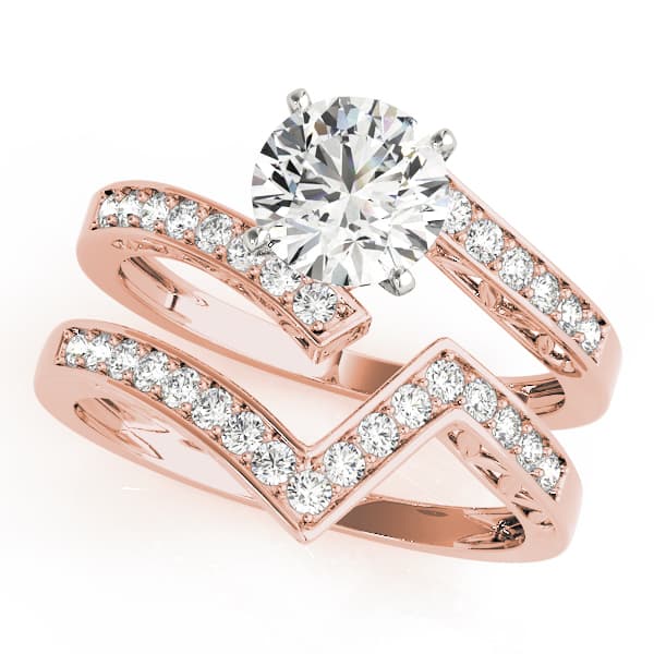 Bypass Swirl Leaf Engagement Ring, style 50388, On hand view in rose gold
