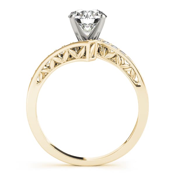 Bypass Swirl Leaf Engagement Ring, style 50388, Side view in yellow gold