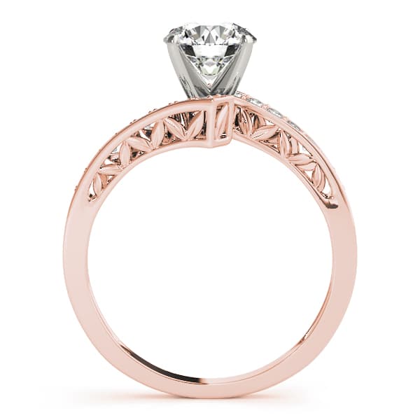 Bypass Swirl Leaf Engagement Ring, style 50388, Side view in rose gold