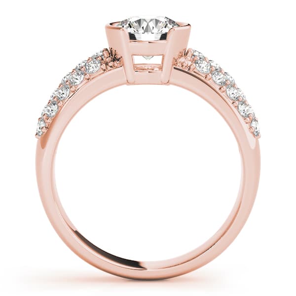 Multi-Row Pavé Half Bezel Engagement Ring, style 50389, Side view in rose gold