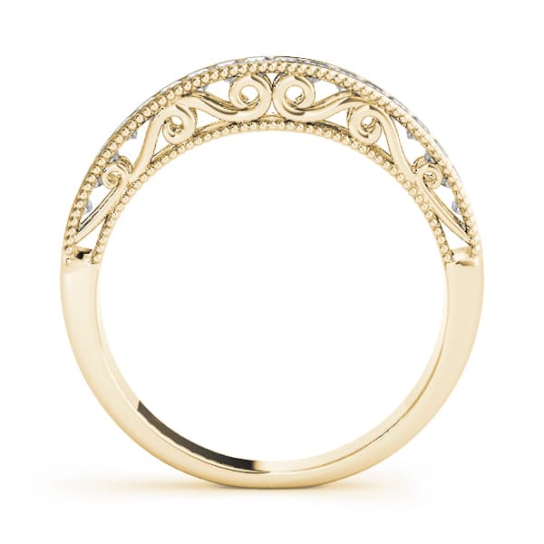 Fancy Shape Princess Cut Milgrain Wedding Band (1/3 ct. tw.), Side view in yellow gold