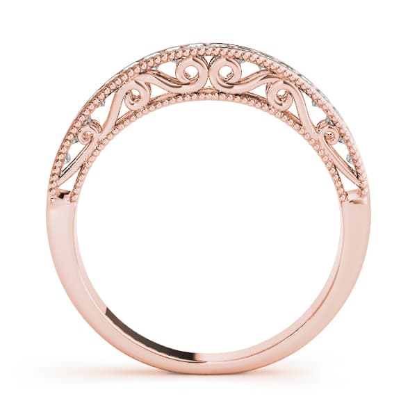 Fancy Shape Princess Cut Milgrain Wedding Band (1/3 ct. tw.), Side view in rose gold