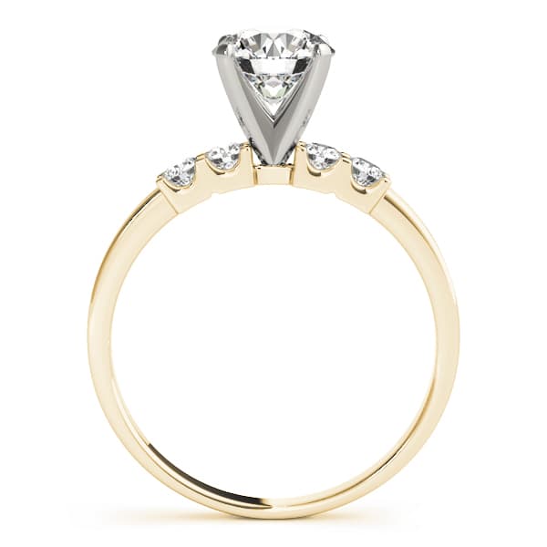 Single Row Shared Prong Engagement Ring, style 50391, Side view in yellow gold