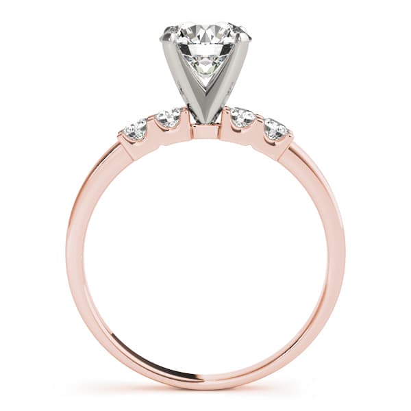Single Row Shared Prong Engagement Ring, style 50391, Side view in rose gold