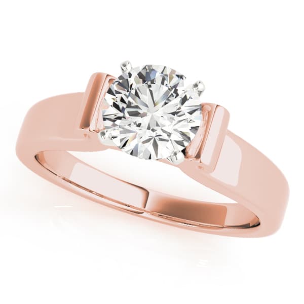 Cathedral Solitaire Engagement Ring, style 50392, Front view in rose gold