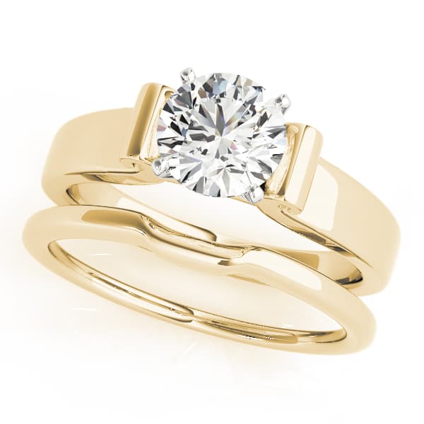 Cathedral Solitaire Engagement Ring, style 50392, On hand view in yellow gold