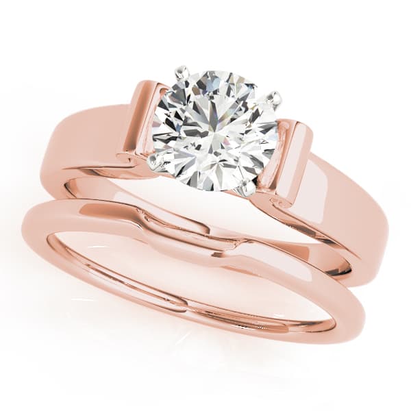 Cathedral Solitaire Engagement Ring, style 50392, On hand view in rose gold