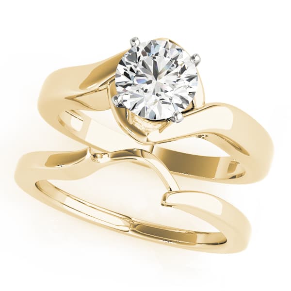 Solitaire Color Engagement Ring, style 50394, On hand view in yellow gold
