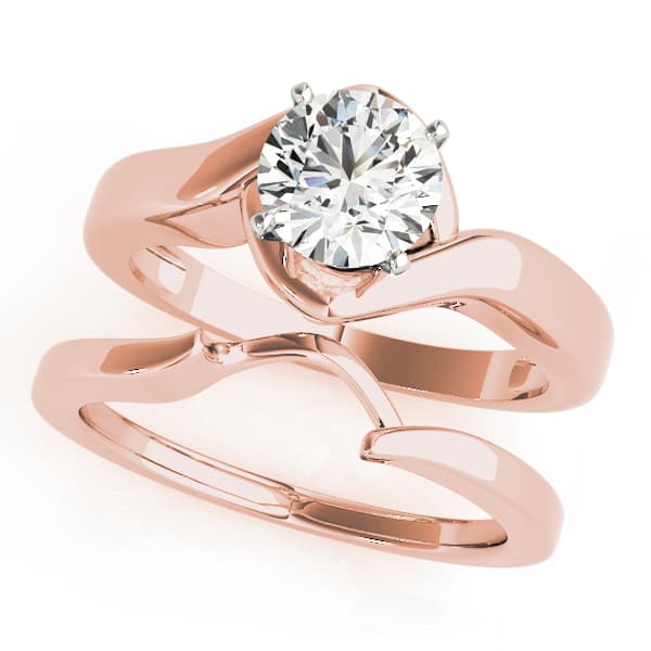 Solitaire Color Engagement Ring, style 50394, On hand view in rose gold