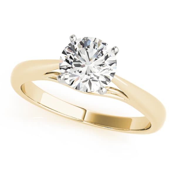 Solitaire Cathedral Engagement Ring, style 50396, Front view in yellow gold