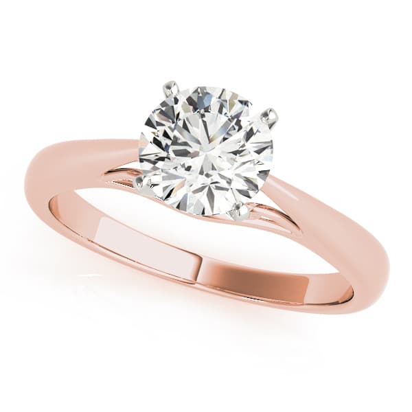 Solitaire Cathedral Engagement Ring, style 50396, Front view in rose gold