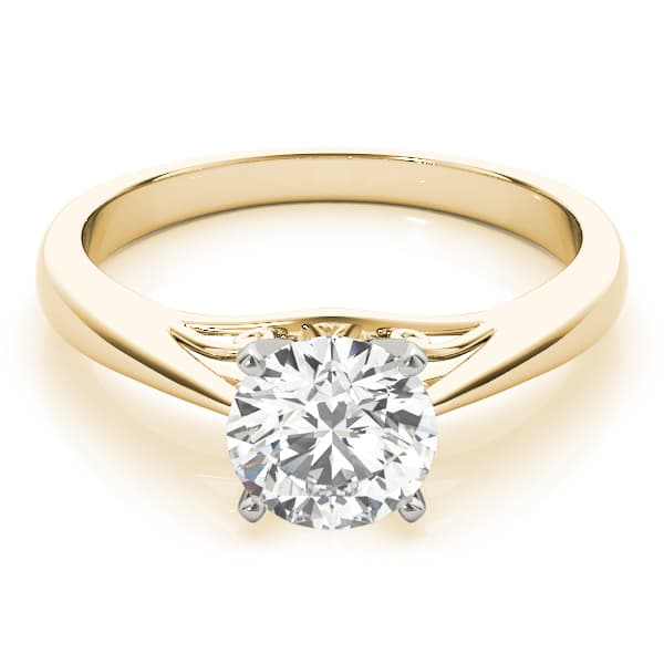 Solitaire Cathedral Engagement Ring, style 50396, Angle view in yellow gold