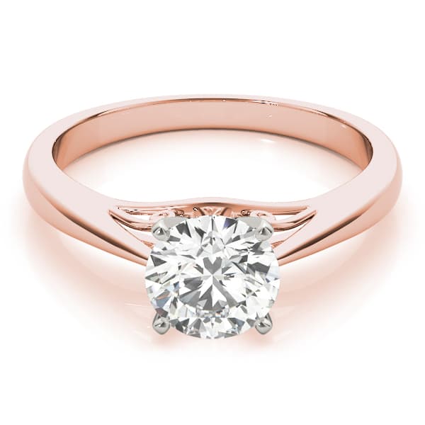 Solitaire Cathedral Engagement Ring, style 50396, Angle view in rose gold