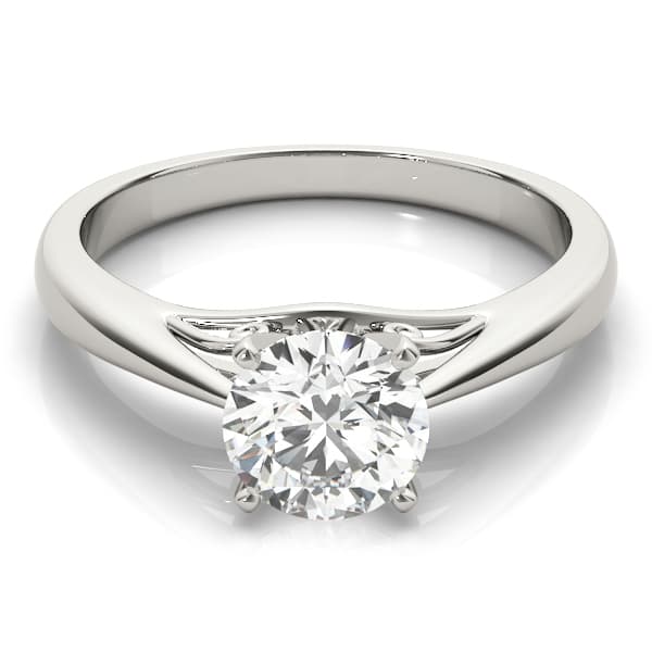 Solitaire Cathedral Engagement Ring, style 50396, Angle view in white gold or platinum