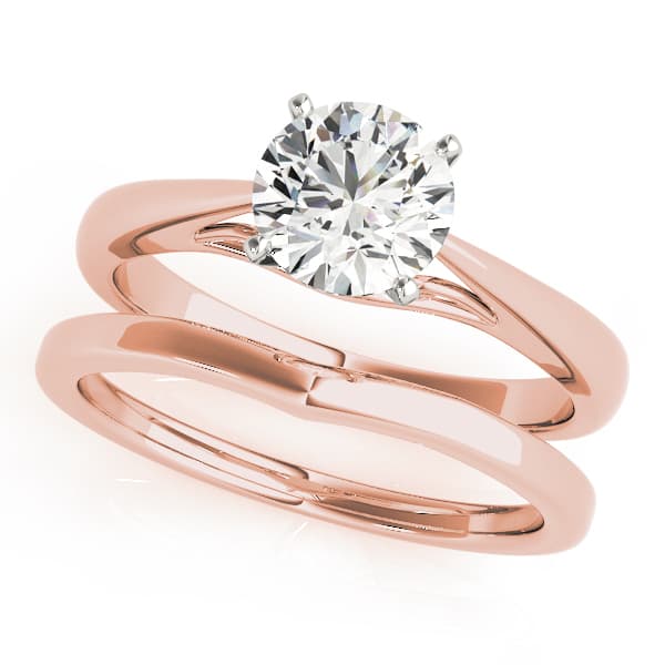 Solitaire Cathedral Engagement Ring, style 50396, On hand view in rose gold