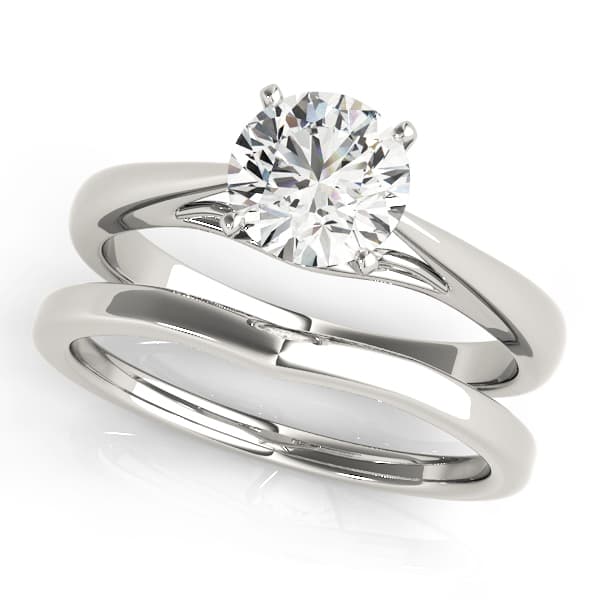 Solitaire Cathedral Engagement Ring, style 50396, On hand view in white gold or platinum