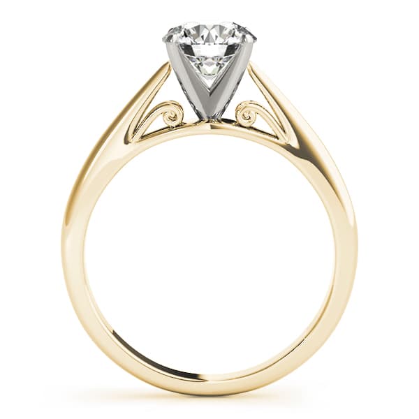 Solitaire Cathedral Engagement Ring, style 50396, Side view in yellow gold