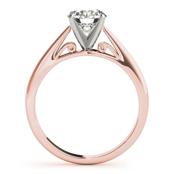 Solitaire Cathedral Engagement Ring, style 50396, Side view in rose gold