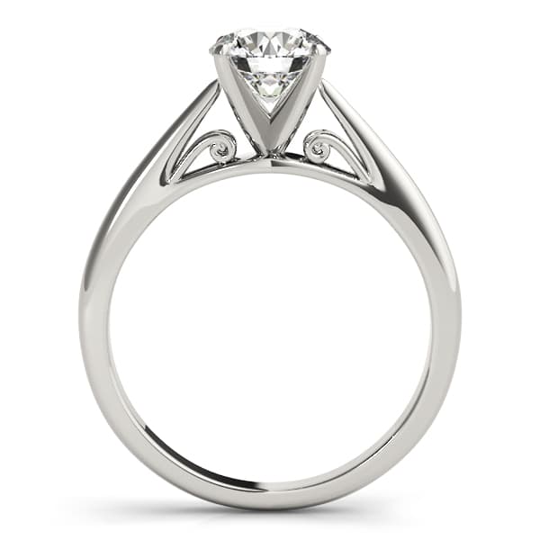 Solitaire Cathedral Engagement Ring, style 50396, Side view in white gold or platinum
