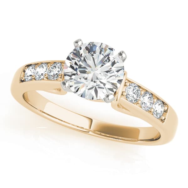 Single Row Prong In Channel Engagement Ring, style 50397, Front view in yellow gold