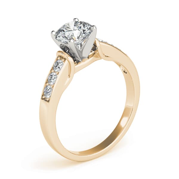 Single Row Prong In Channel Engagement Ring, style 50397, Angle view in yellow gold