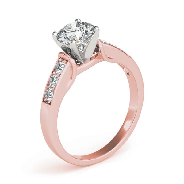 Single Row Prong In Channel Engagement Ring, style 50397, Angle view in rose gold