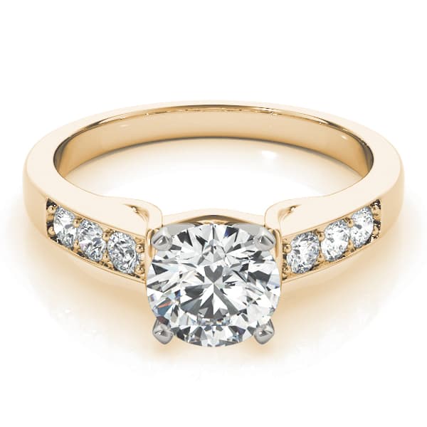 Single Row Prong In Channel Engagement Ring, style 50397, On hand view in yellow gold