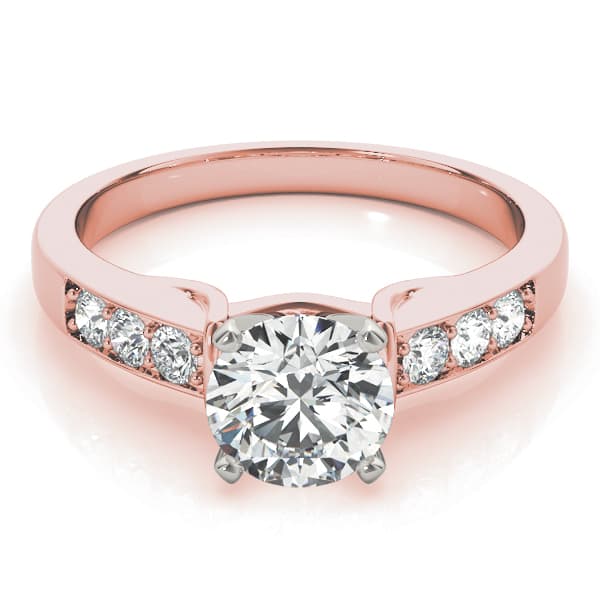 Single Row Prong In Channel Engagement Ring, style 50397, On hand view in rose gold