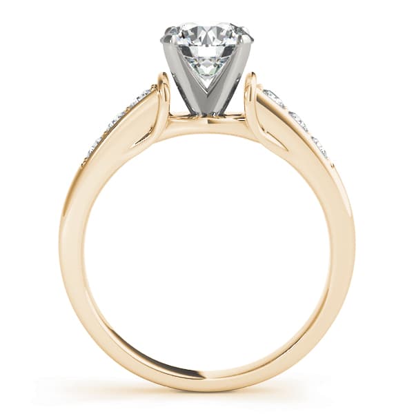 Single Row Prong In Channel Engagement Ring, style 50397, Side view in yellow gold