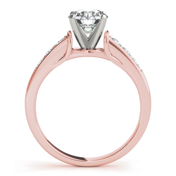 Single Row Prong In Channel Engagement Ring, style 50397, Side view in rose gold
