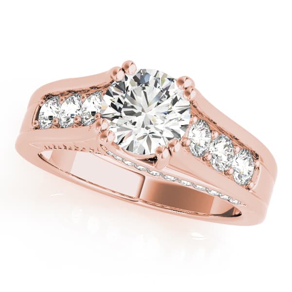 Channel Set Single Row Engagement Ring, style 50398, Front view in rose gold