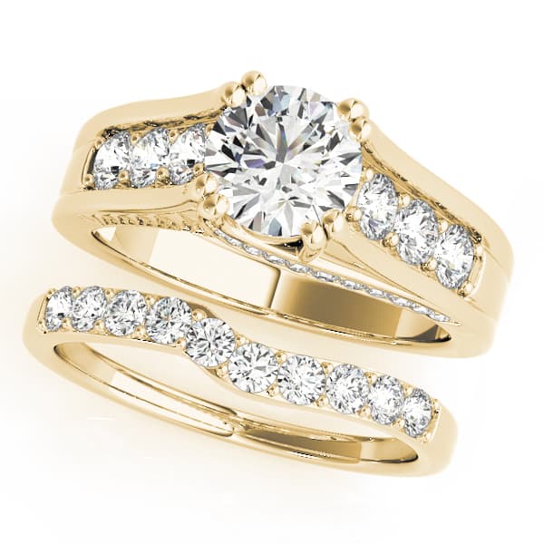 Channel Set Single Row Engagement Ring, style 50398, On hand view in yellow gold