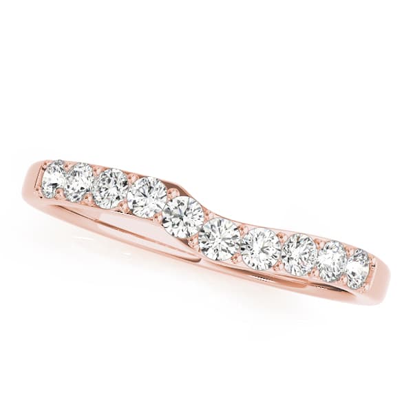 Curved Wedding Band (0.2 ct. tw.), Front view in rose gold