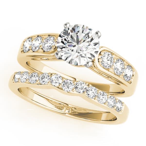 Single Row Channel Set Engagement Ring, style 50399, On hand view in yellow gold