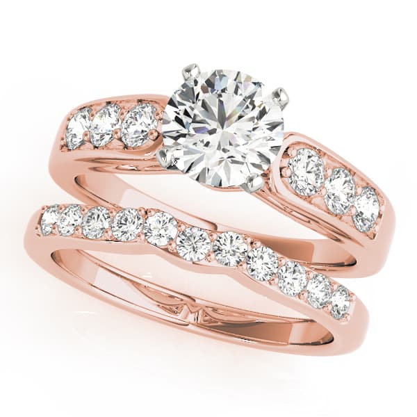 Single Row Channel Set Engagement Ring, style 50399, On hand view in rose gold