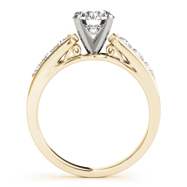 Single Row Channel Set Engagement Ring, style 50399, Side view in yellow gold