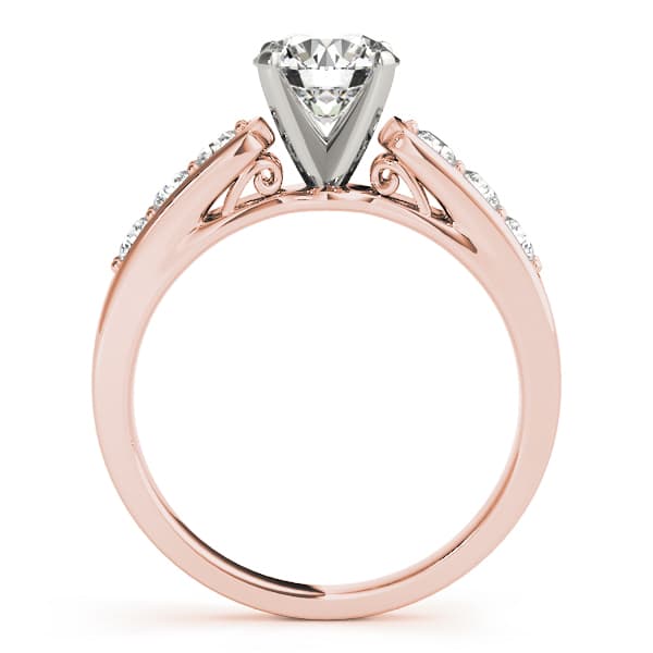 Single Row Channel Set Engagement Ring, style 50399, Side view in rose gold