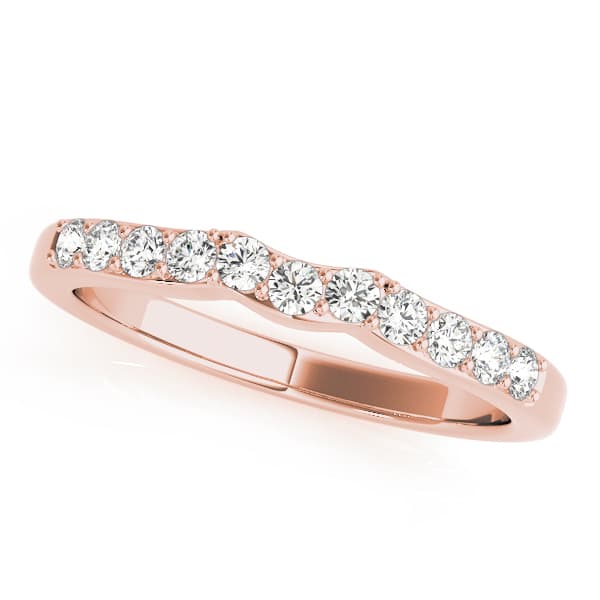 Prong In Channel Curved Wedding Band (0.28 ct. tw.), Front view in rose gold