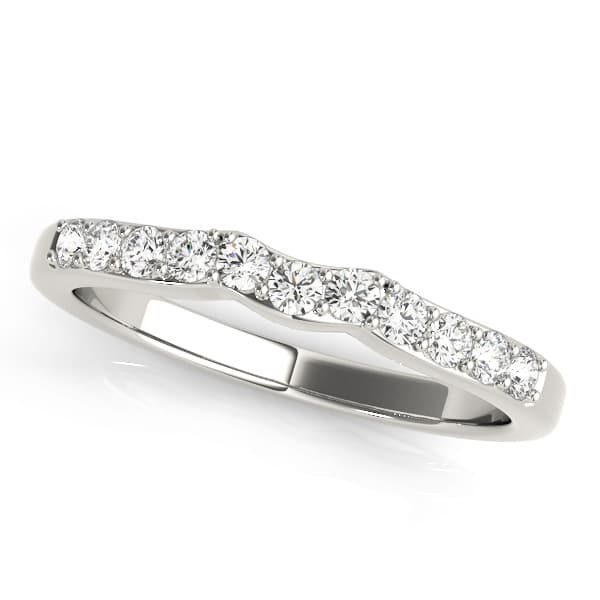 Prong In Channel Curved Wedding Band — View 1